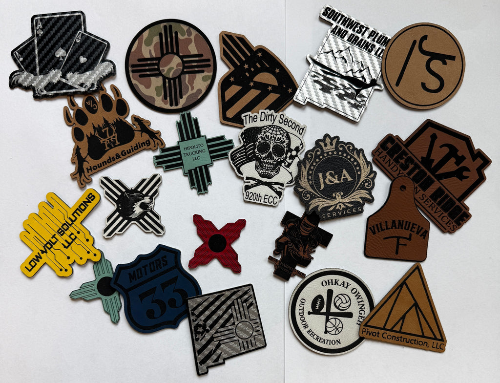 Collection of various custom leather patches