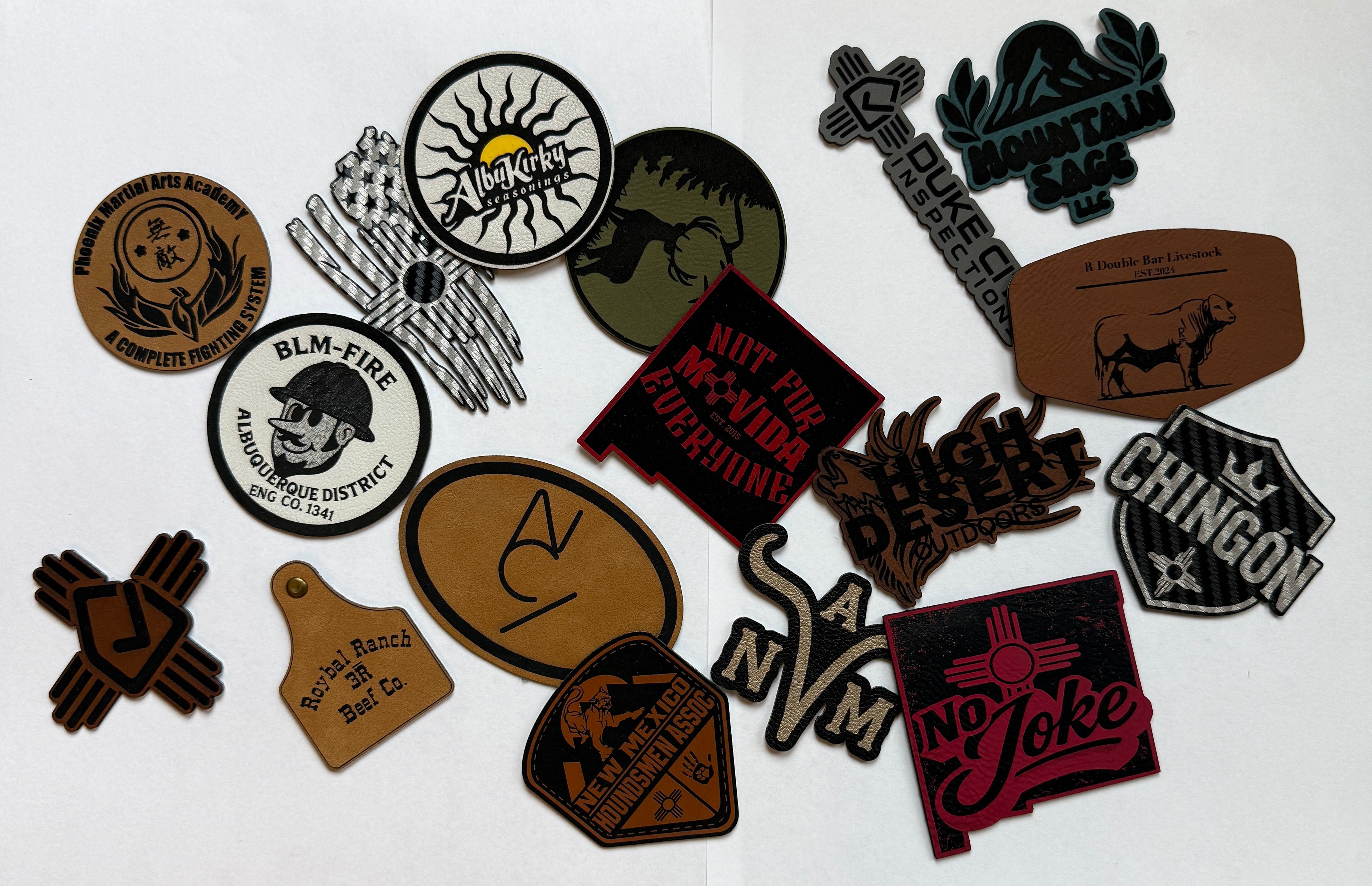 Various custom leather patches