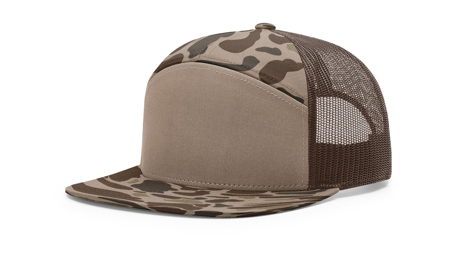 Richardson_168_bark duck camo brown_hat_with_custom_leather_patch