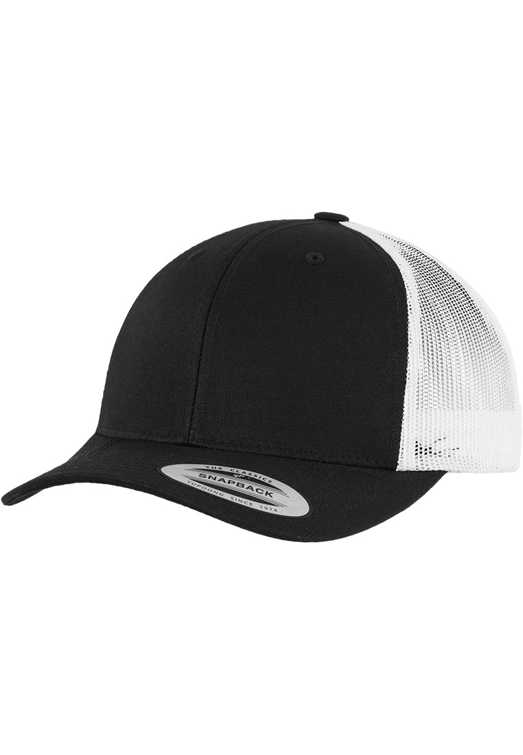 Yupoong_6606_black and white_hat_with_custom_leather_patch