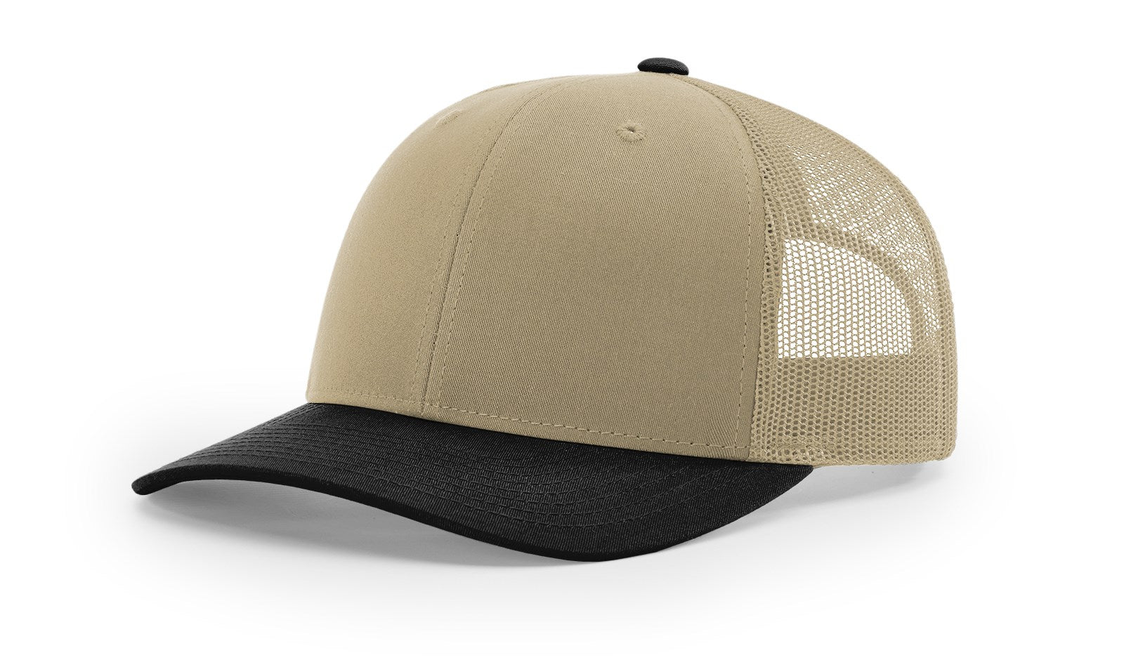 Richardson_112_combo khaki and black_hat_with_custom_leather_patch