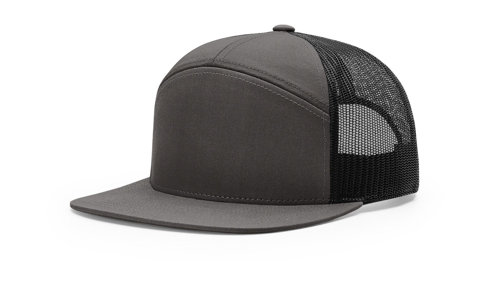 Richardson_168_split charcoal and black_hat_with_custom_leather_patch