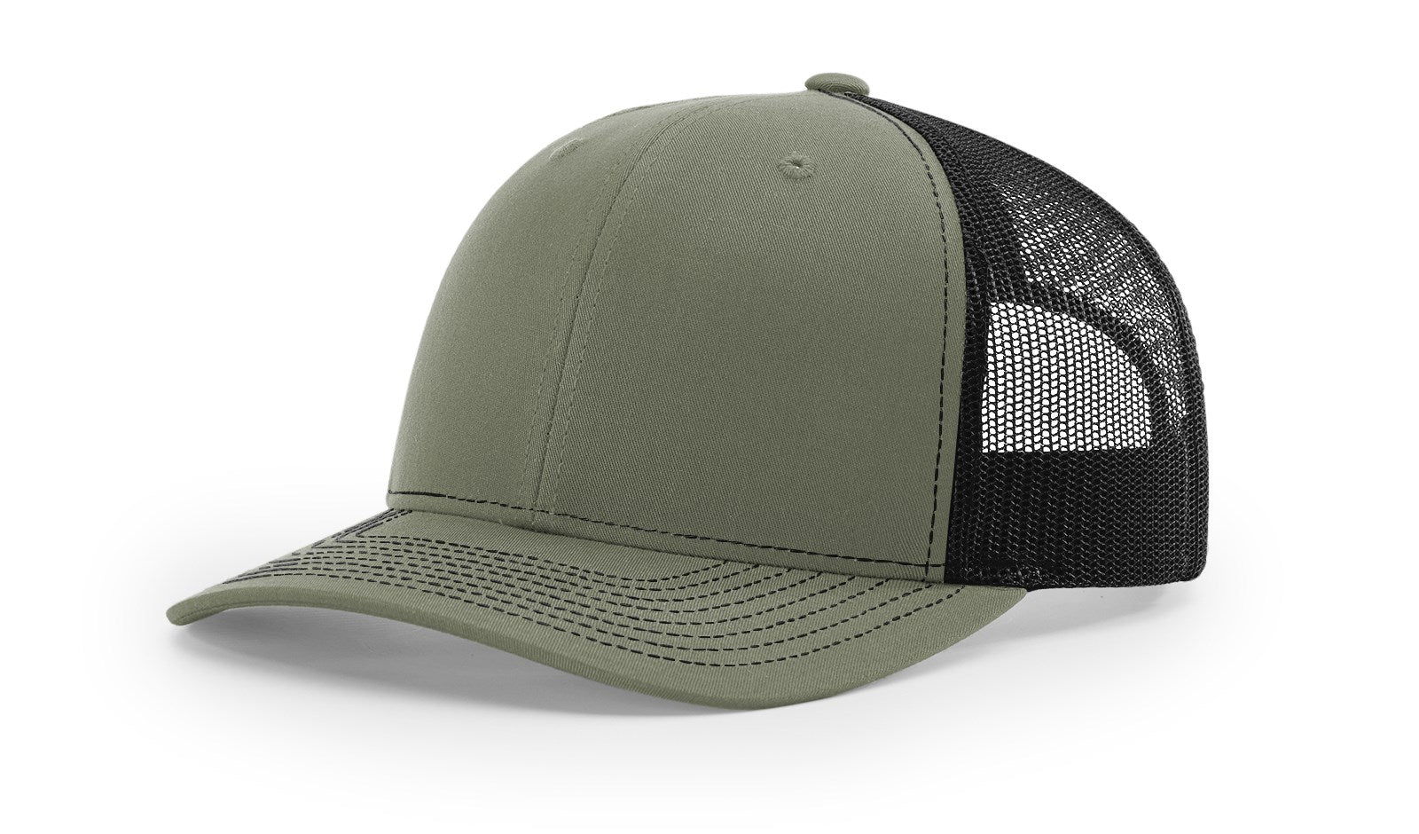 Richardson_112_split loden and black_hat_with_custom_leather_patch