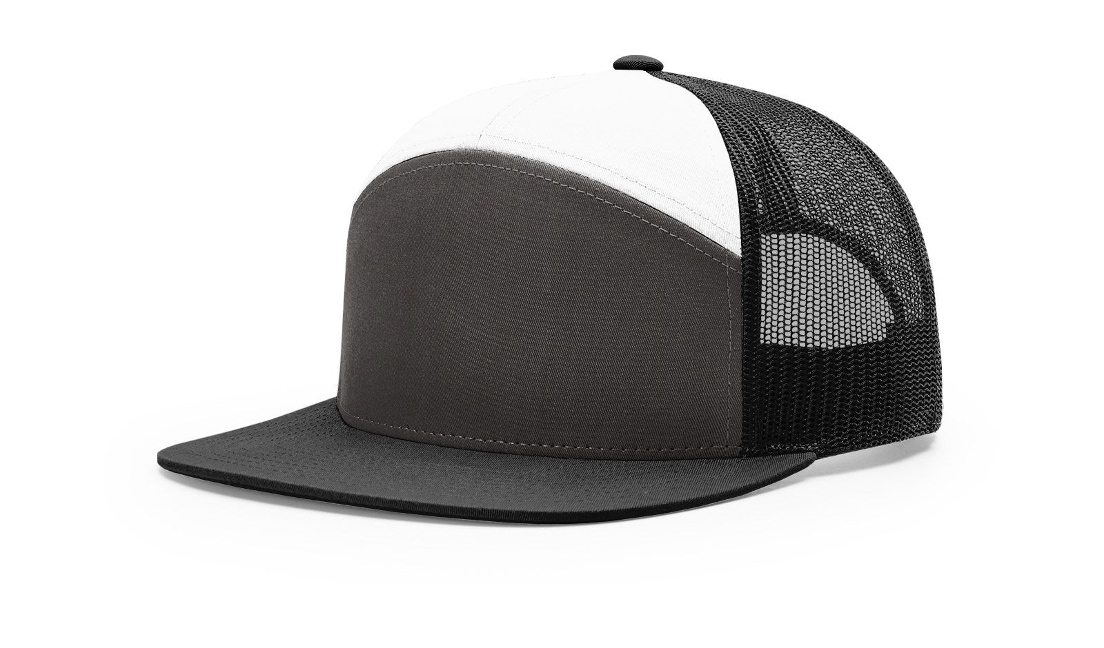 Richardson_168_tri charcoal, black and white_hat_with_custom_leather_patch