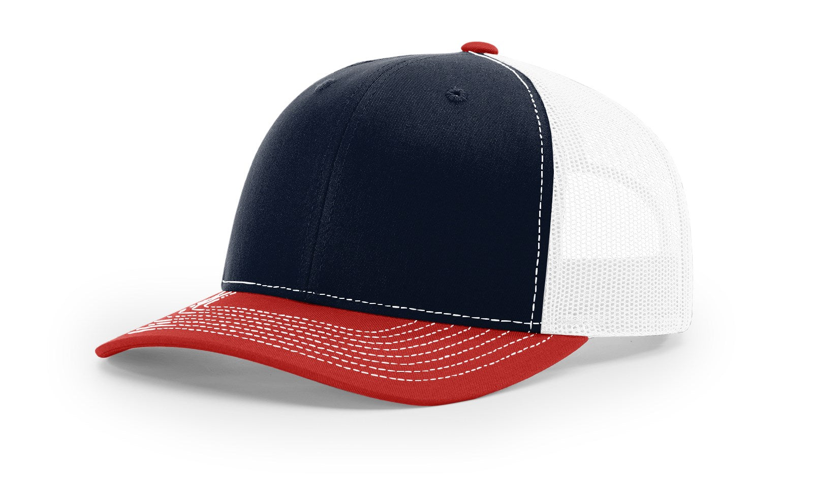Richardson_112_tri navy, white and red_hat_with_custom_leather_patch