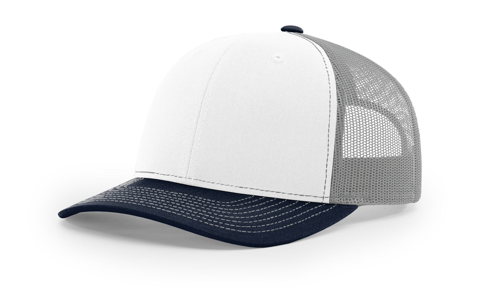 Richardson_112_tri white, aluminum and navy_hat_with_custom_leather_patch